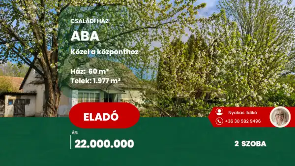 Eladó családi ház, Aba 2 szoba 60 m² 22 M Ft