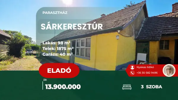 Eladó családi ház, Sárkeresztúr 3 szoba 98 m² 13.9 M Ft