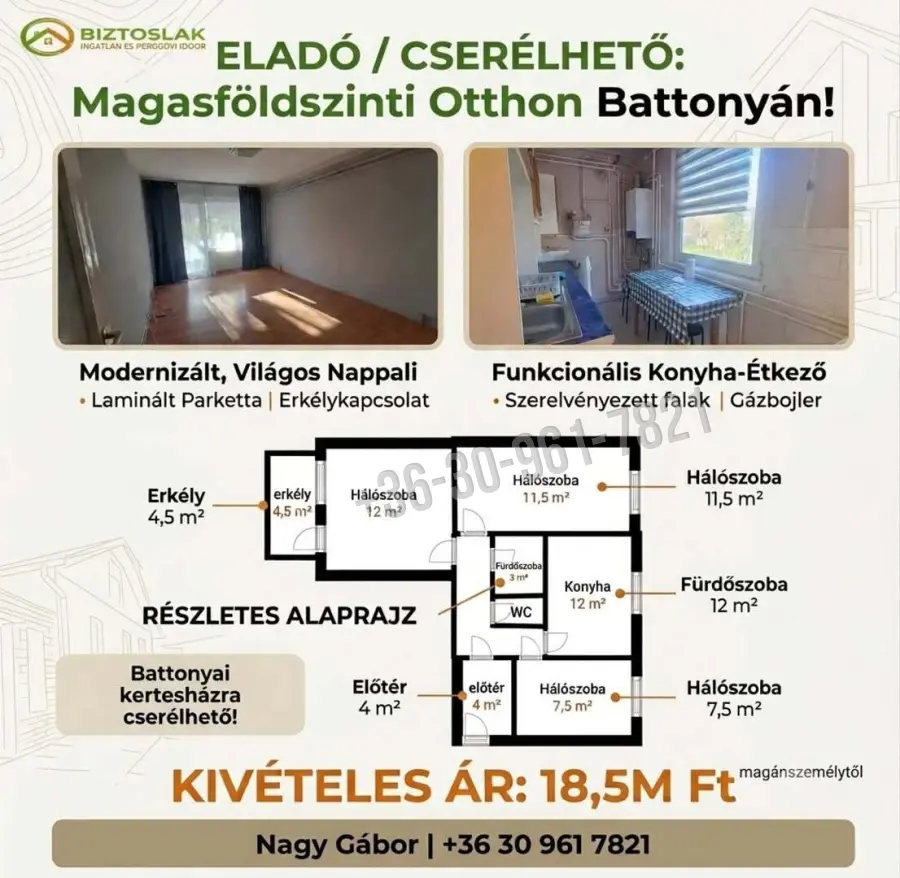 eladó panellakás, Battonya