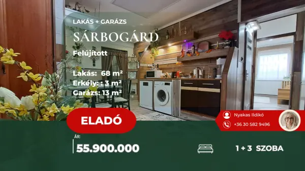 Eladó panellakás, Sárbogárd 1+3 szoba 68 m² 55.9 M Ft