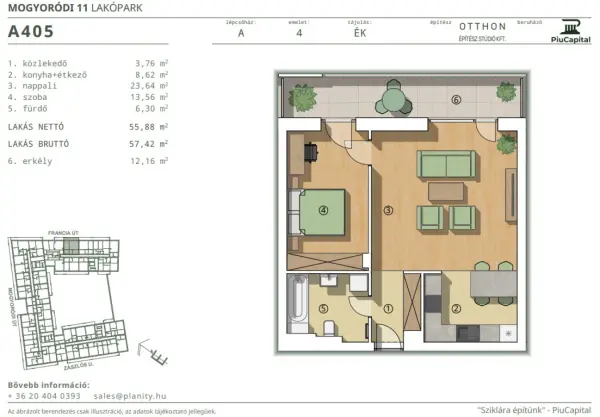 Eladó új építésű téglalakás, Budapest, XIV. kerület 2 szoba 56 m² 92.87 M Ft