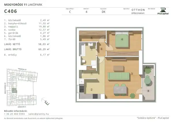 Eladó új építésű téglalakás, Budapest, XIV. kerület 2 szoba 58 m² 91.61 M Ft