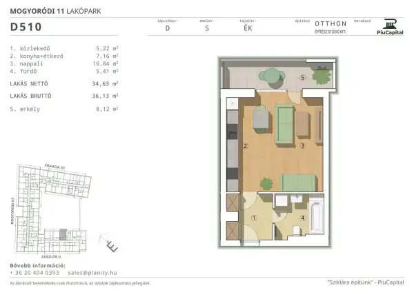Eladó új építésű téglalakás, Budapest, XIV. kerület 1 szoba 35 m² 75.26 M Ft