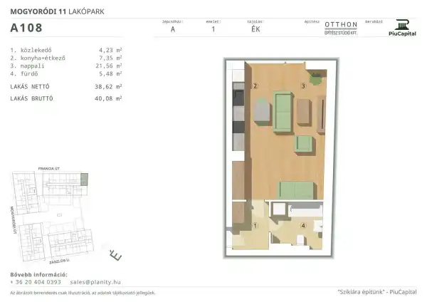 Eladó új építésű téglalakás, Budapest, XIV. kerület 1 szoba 39 m² 63.52 M Ft