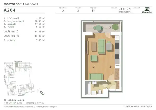 Eladó új építésű téglalakás, Budapest, XIV. kerület 1 szoba 35 m² 64.68 M Ft