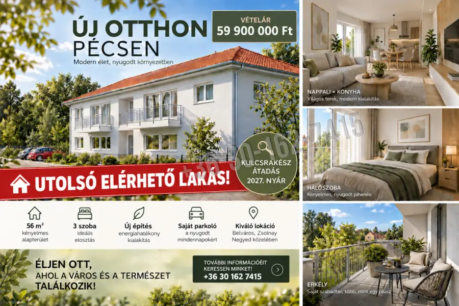 eladó új építésű téglalakás, Pécs