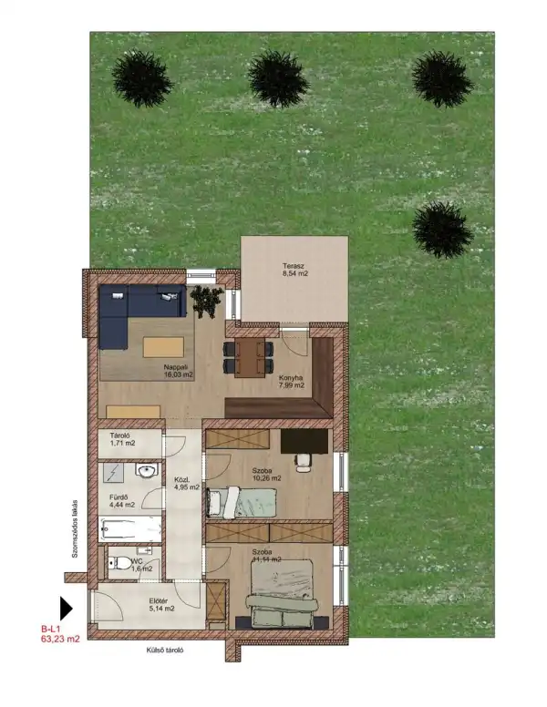 Eladó újépítésű téglalakás, Tatabánya 3 szoba 63 m² 55 M Ft